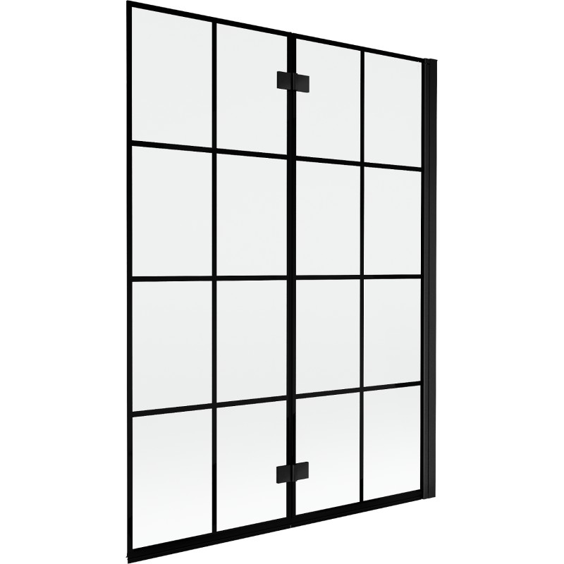 MEXEN MIST vanová zástěna 130x150 cm 6mm 2-s, černá, dekor, pravá 8A9-130-002-70-77-P
