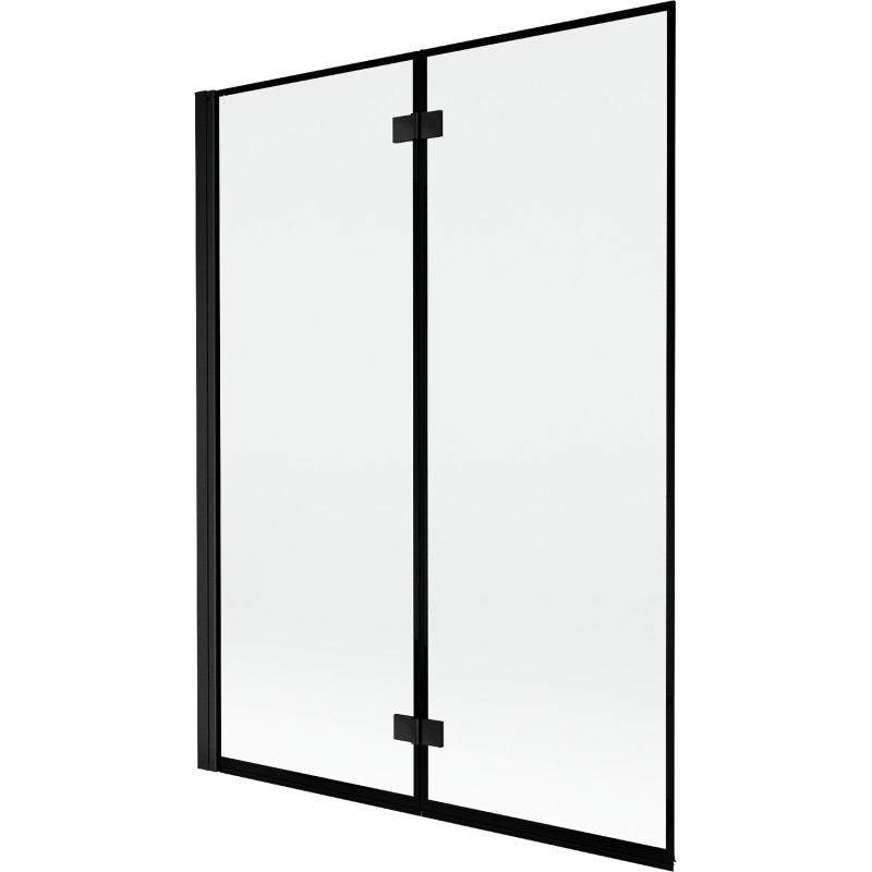 MEXEN MIST vanová zástěna 130x150 cm 6mm 2-s, černá, okraj, levá 8A9-130-002-70-70-L