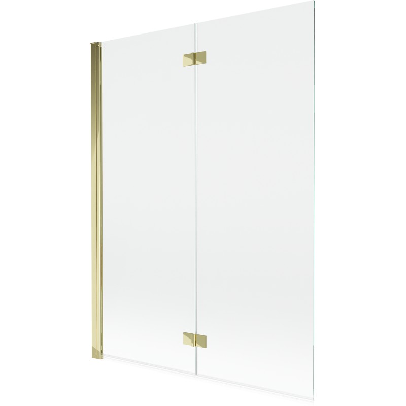 MEXEN MIST vanová zástěna 130x150 cm 6mm 2-s, zlatá, čirá, levá 8A9-130-002-50-00-L