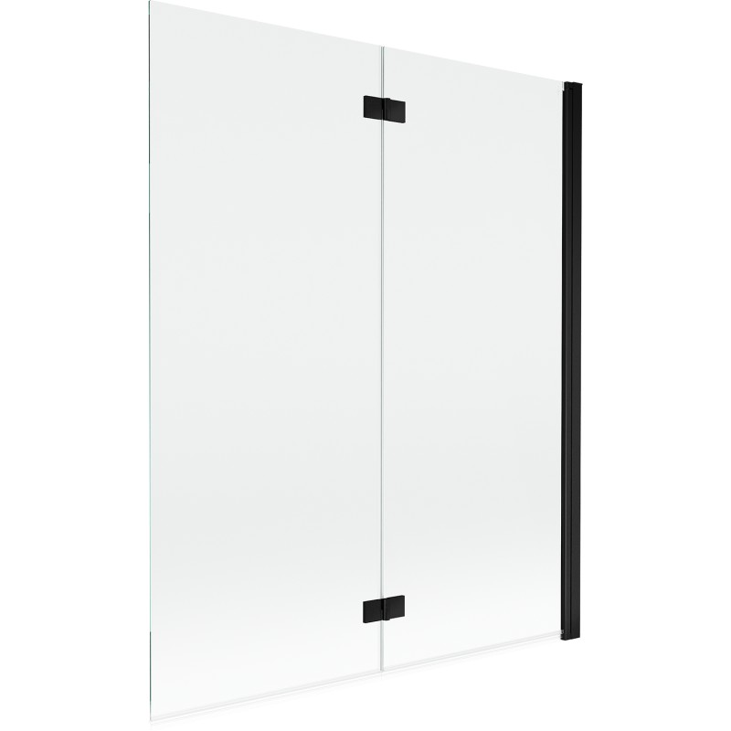 MEXEN MIST vanová zástěna 140x150 cm 6mm 2-s, černá, čirá, pravá 8A9-140-002-70-00-P