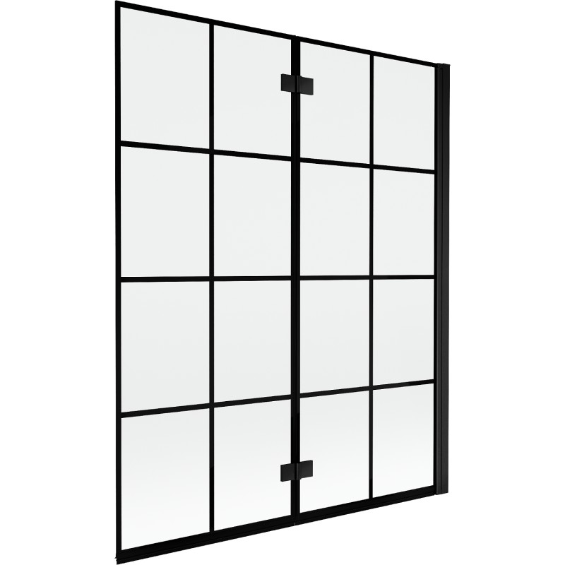 MEXEN MIST vanová zástěna 140x150 cm 6mm 2-s, černá, dekor, pravá 8A9-140-002-70-77-P