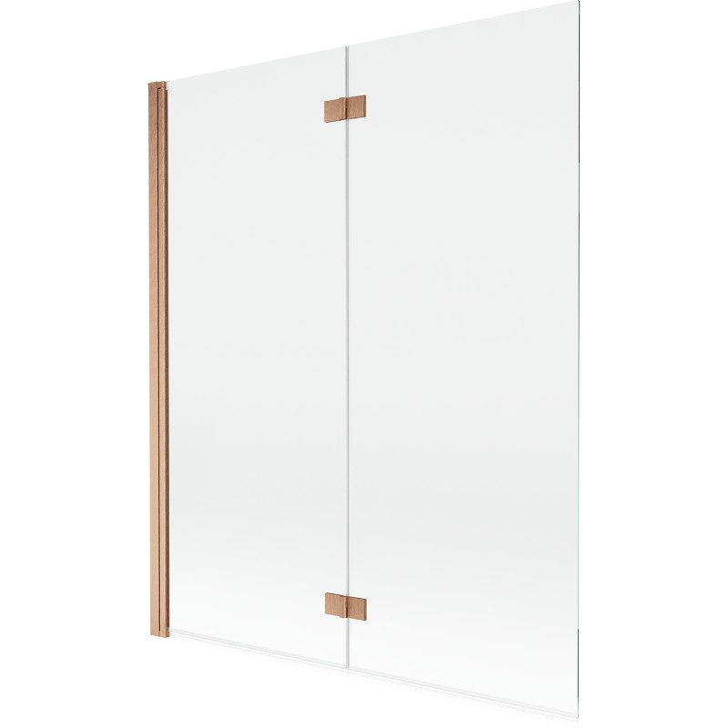 MEXEN MIST vanová zástěna 140x150 cm 6mm 2-s, měď kartáčovaná, čirá, levá 8A9-140-002-65-00-L