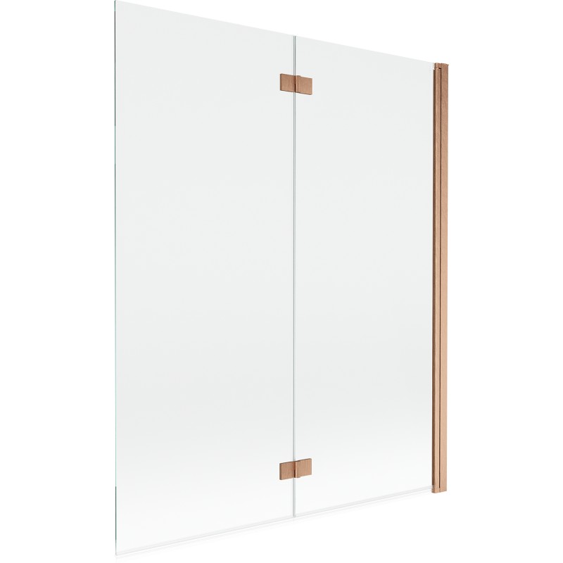MEXEN MIST vanová zástěna 140x150 cm 6mm 2-s, měď kartáčovaná, čirá, pravá 8A9-140-002-65-00-P