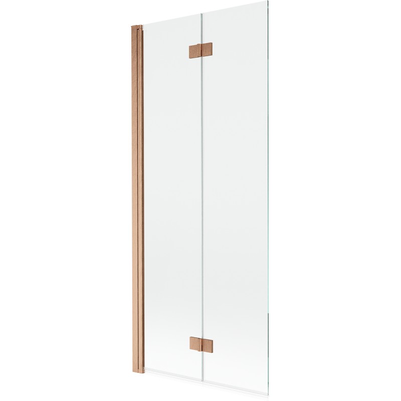 MEXEN MIST vanová zástěna 80x150 cm 6mm 2-s, měď kartáčovaná, čirá, levá 8A9-080-002-65-00-L