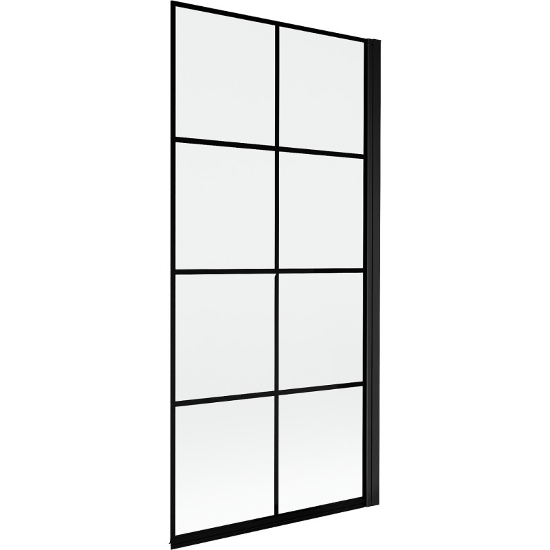 MEXEN MIST vanová zástěna 90x150 cm 6mm 1-s, černá, dekor, pravá 8A9-090-001-70-77-P