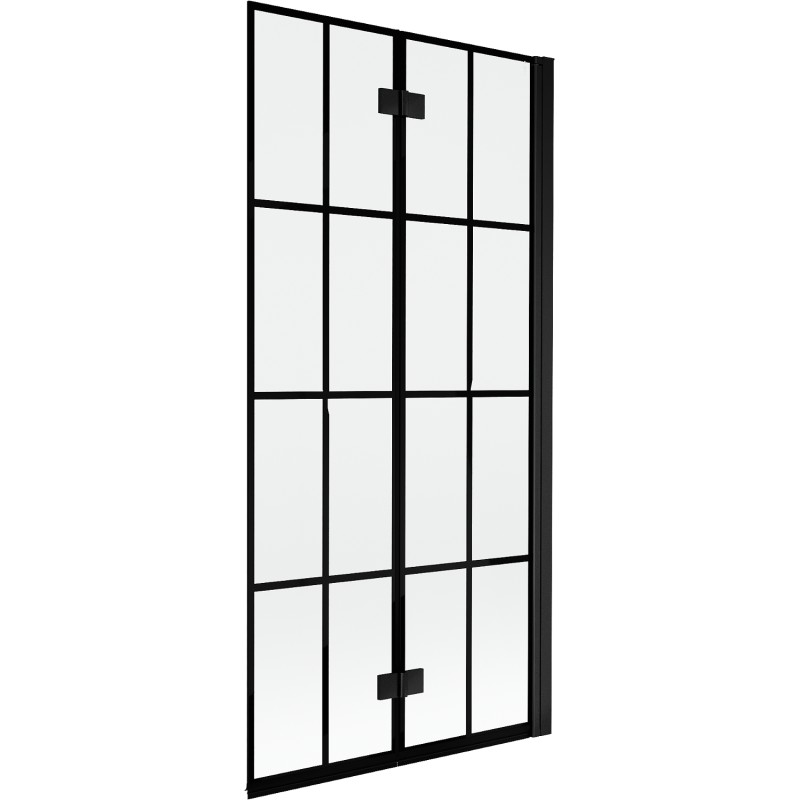 MEXEN MIST vanová zástěna 90x150 cm 6mm 2-s, černá, dekor, pravá 8A9-090-002-70-77-P