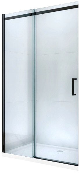 MEXEN Omega posuvné sprchové dveře 110, transparent, černá se sadou pro niku 825-110-000-70-00