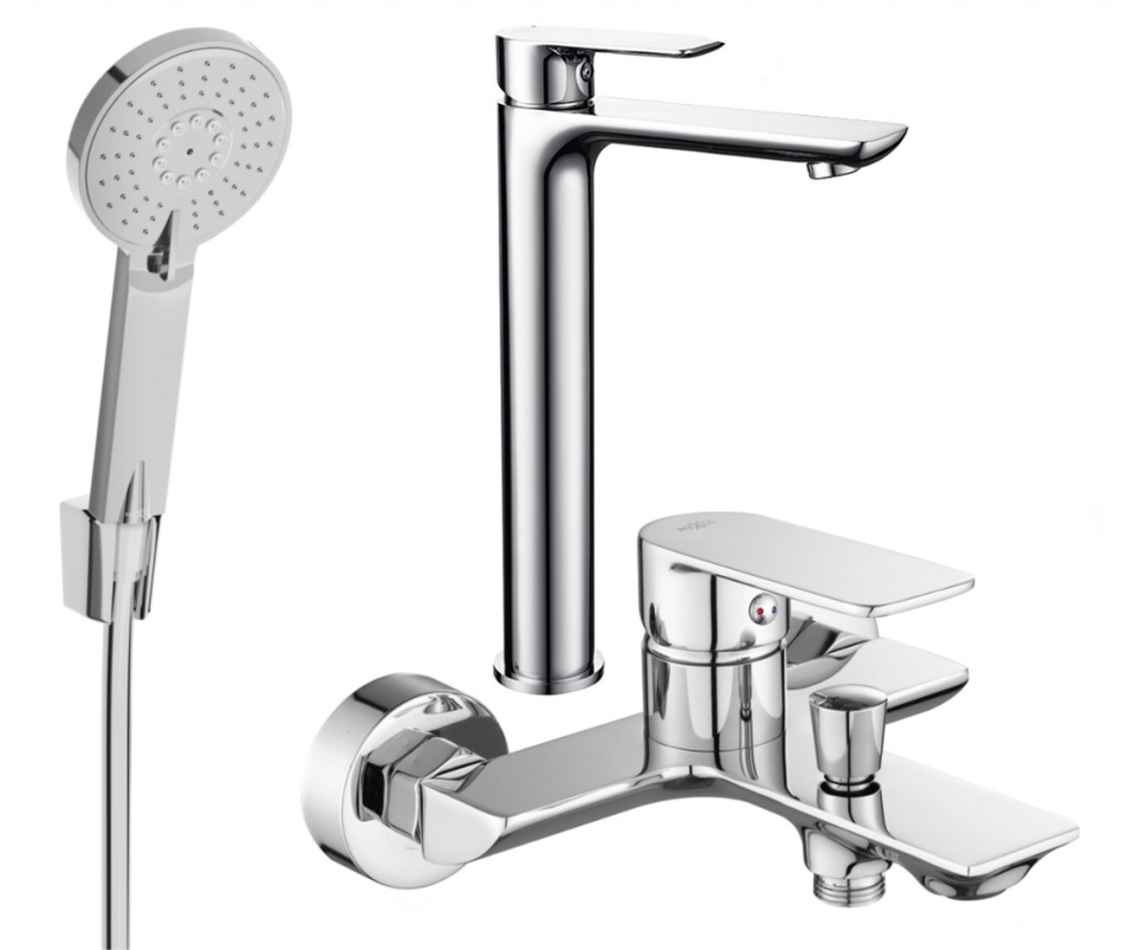 MEXEN/S Alfa R40 Set umyvadlové a vanové baterie s příslušenstvím, chrom