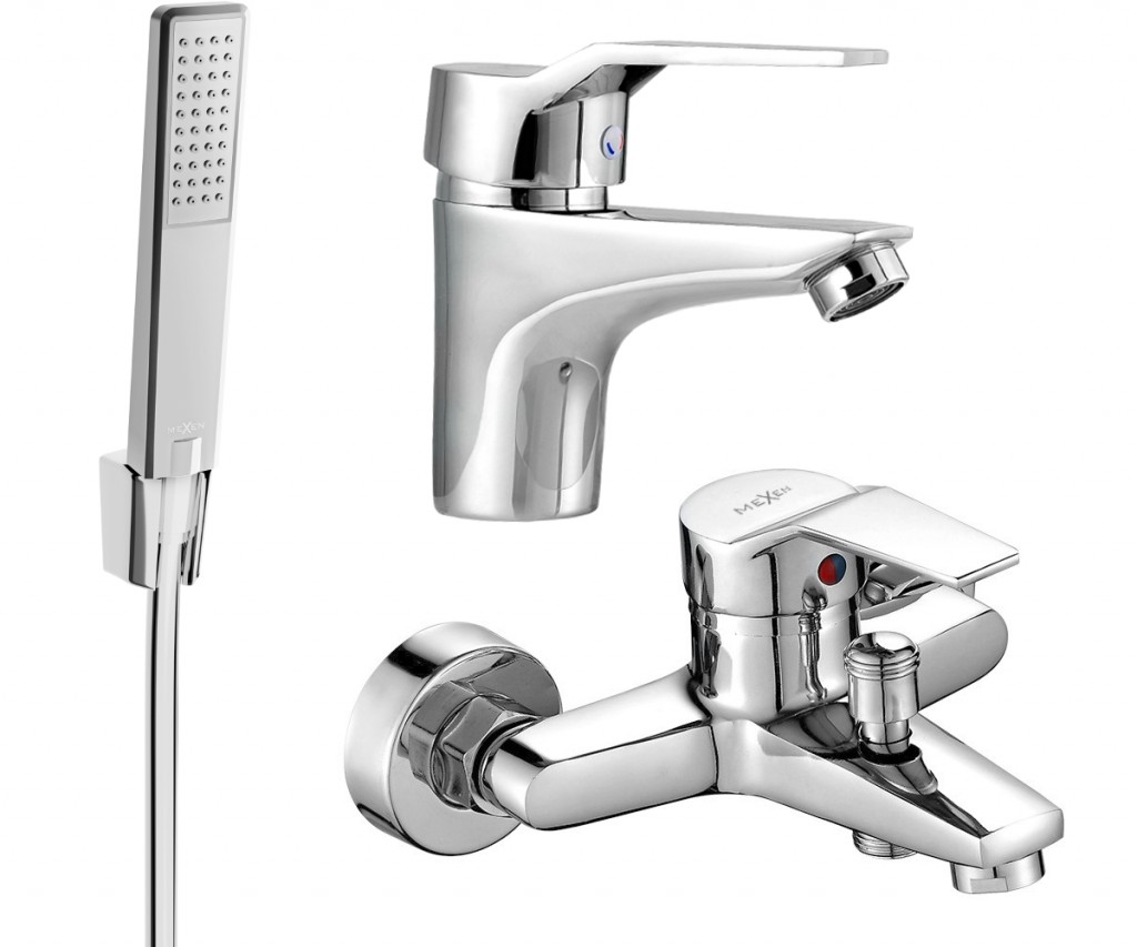 MEXEN/S Caro R72 SET vanová a umyvadlová baterie, chrom 746603R72-00