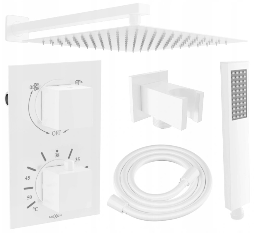 MEXEN/S Cube DR02 podomítkový sprchový SET + slim sprcha 30, bílá 77502DR0230-20