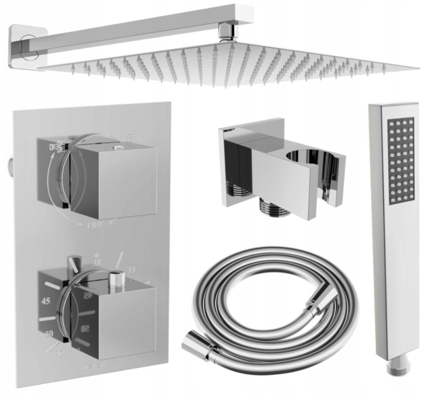 MEXEN/S Cube DR02 podomítkový sprchový SET + slim sprcha 40, chrom 77502DR0240-00