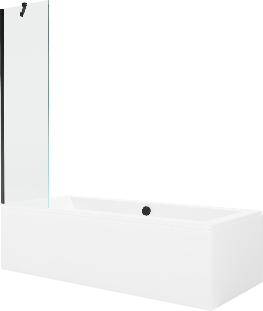 MEXEN/S Cube obdélníková vana 170 x 80 cm s panelem + vanová zástěna 50, transparent, černá 550517080X9505000070