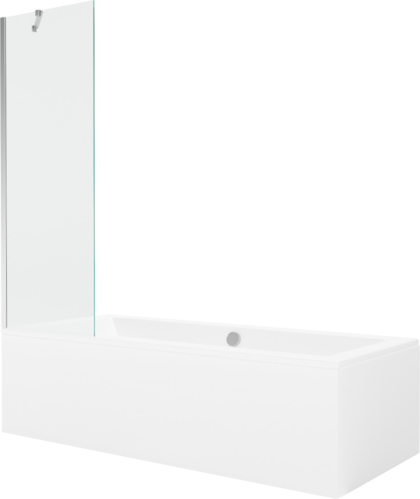 MEXEN/S Cube obdélníková vana 170 x 80 cm s panelem + vanová zástěna 60, transparent, chrom 550517080X9506000001