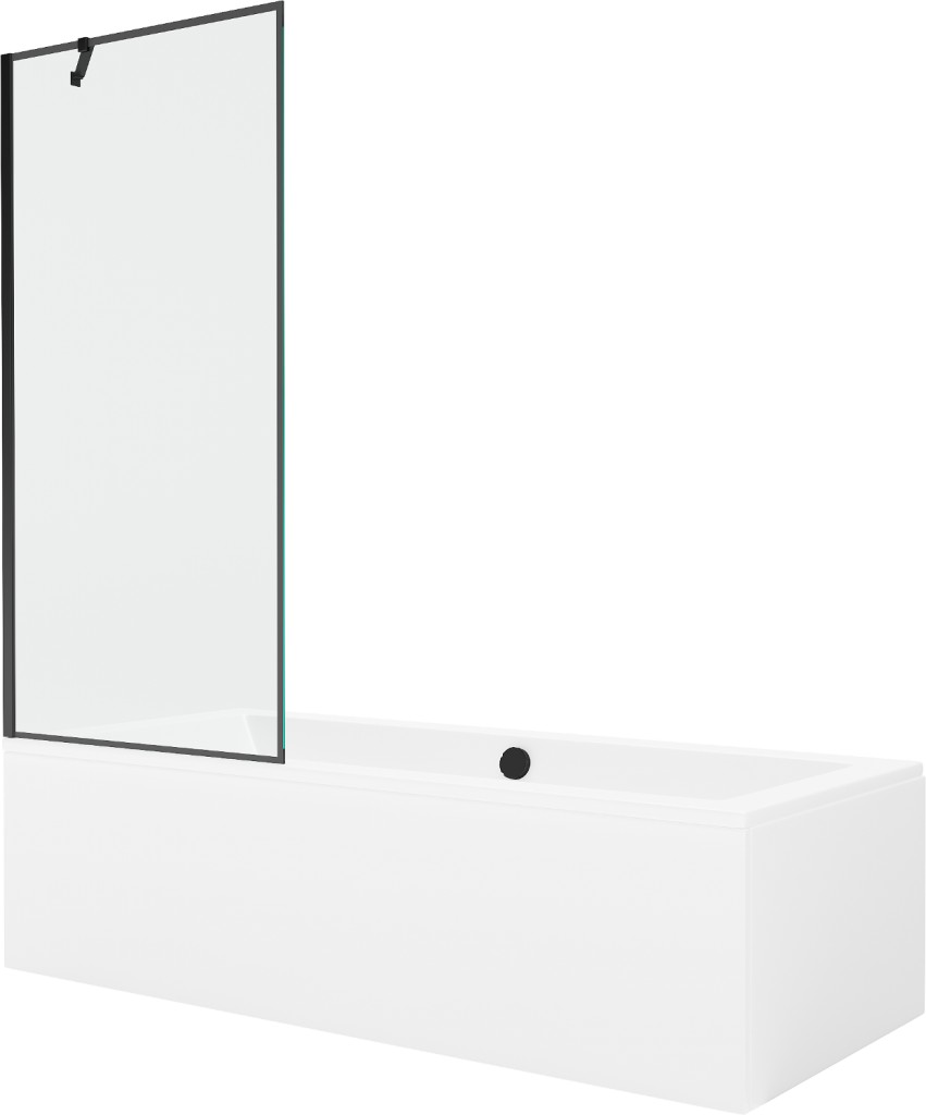 MEXEN/S Cube obdélníková vana 170 x 80 cm s panelem + vanová zástěna 80, černá vzor 550517080X9508007070