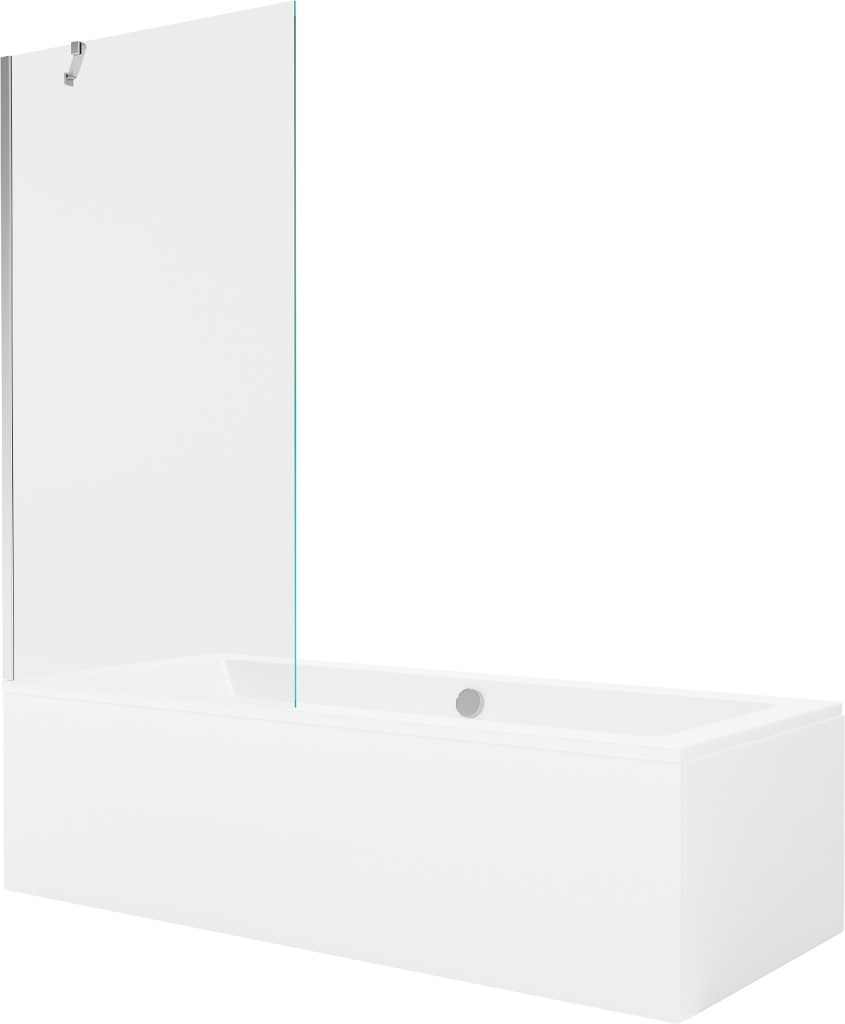 MEXEN/S Cube obdélníková vana 170 x 80 cm s panelem + vanová zástěna 90, transparent, chrom 550517080X9509000001