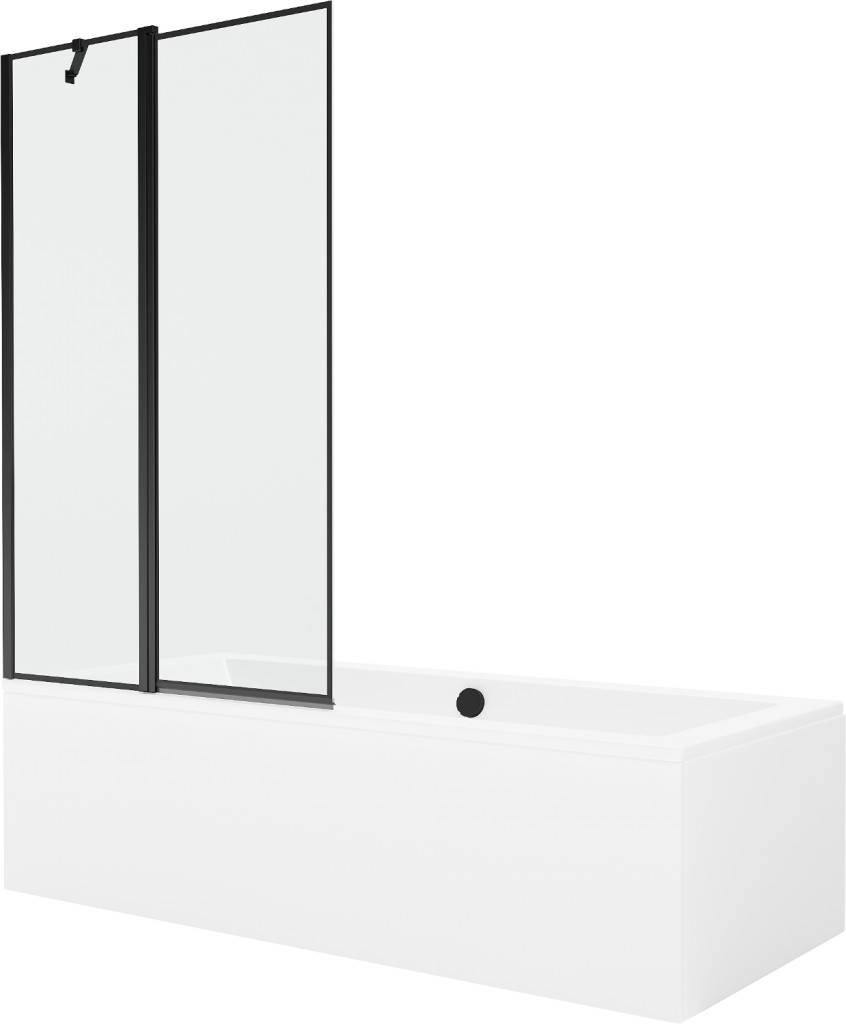 MEXEN/S Cube obdélníková vana 180 x 80 cm s panelem+ vanová zástěna 100, černá vzor 550518080X9410117070
