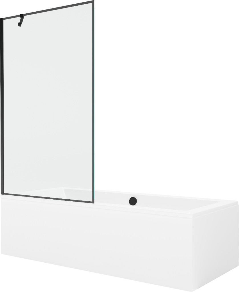 MEXEN/S Cube obdélníková vana 180 x 80 cm s panelem + vanová zástěna 100, černá vzor 550518080X9510007070