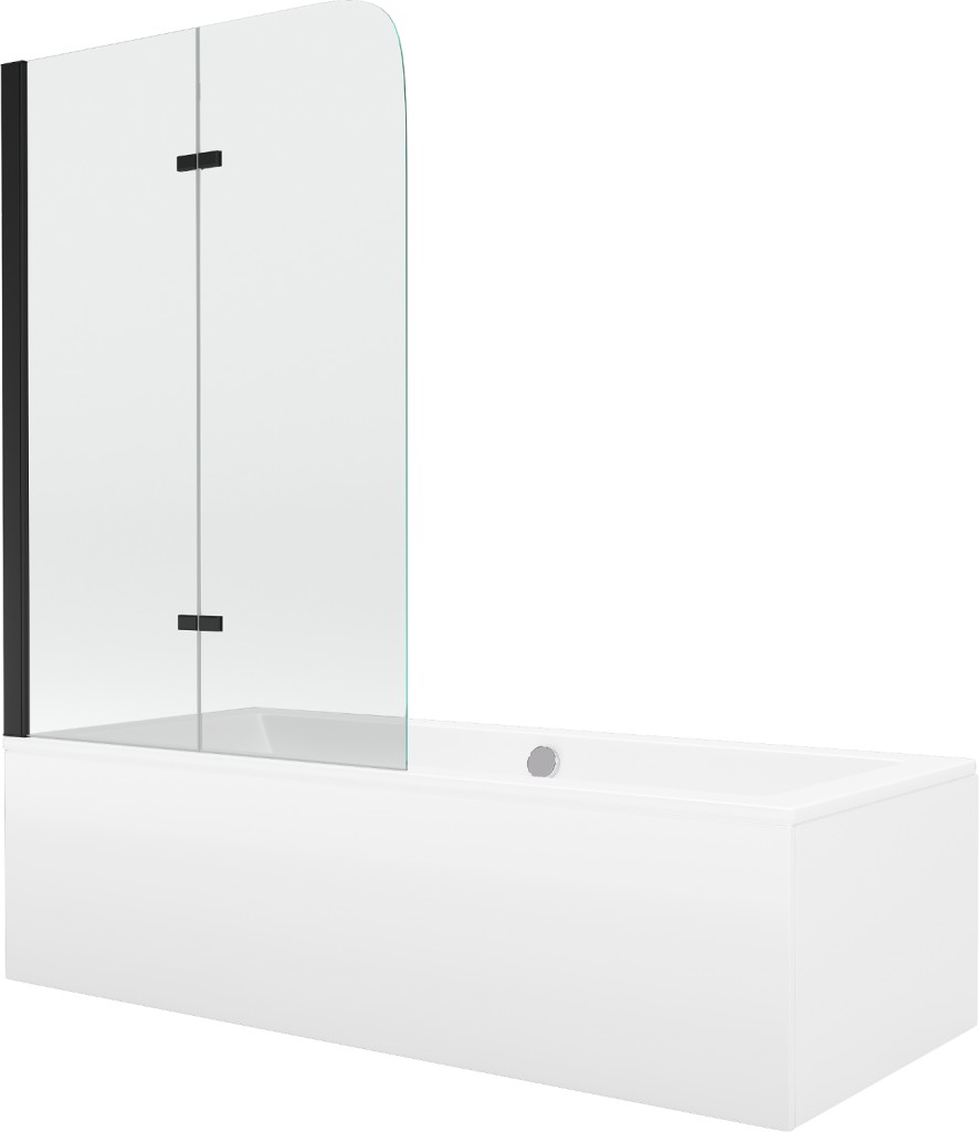 MEXEN/S Cube obdélníková vana 180 x 80 cm s panelem  + vanová zástěna 100, transparent,  černá 550518080X9010027000