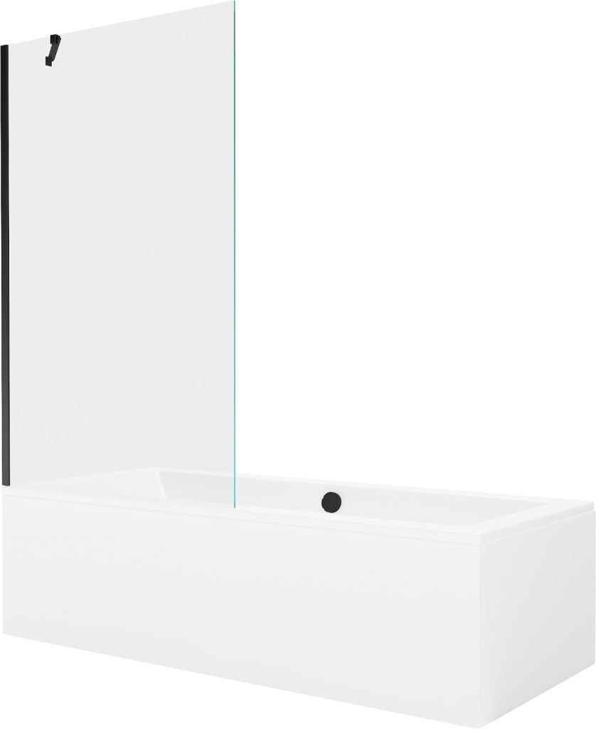 MEXEN/S Cube obdélníková vana 180 x 80 cm s panelem + vanová zástěna 100, transparent, černá 550518080X9510000070