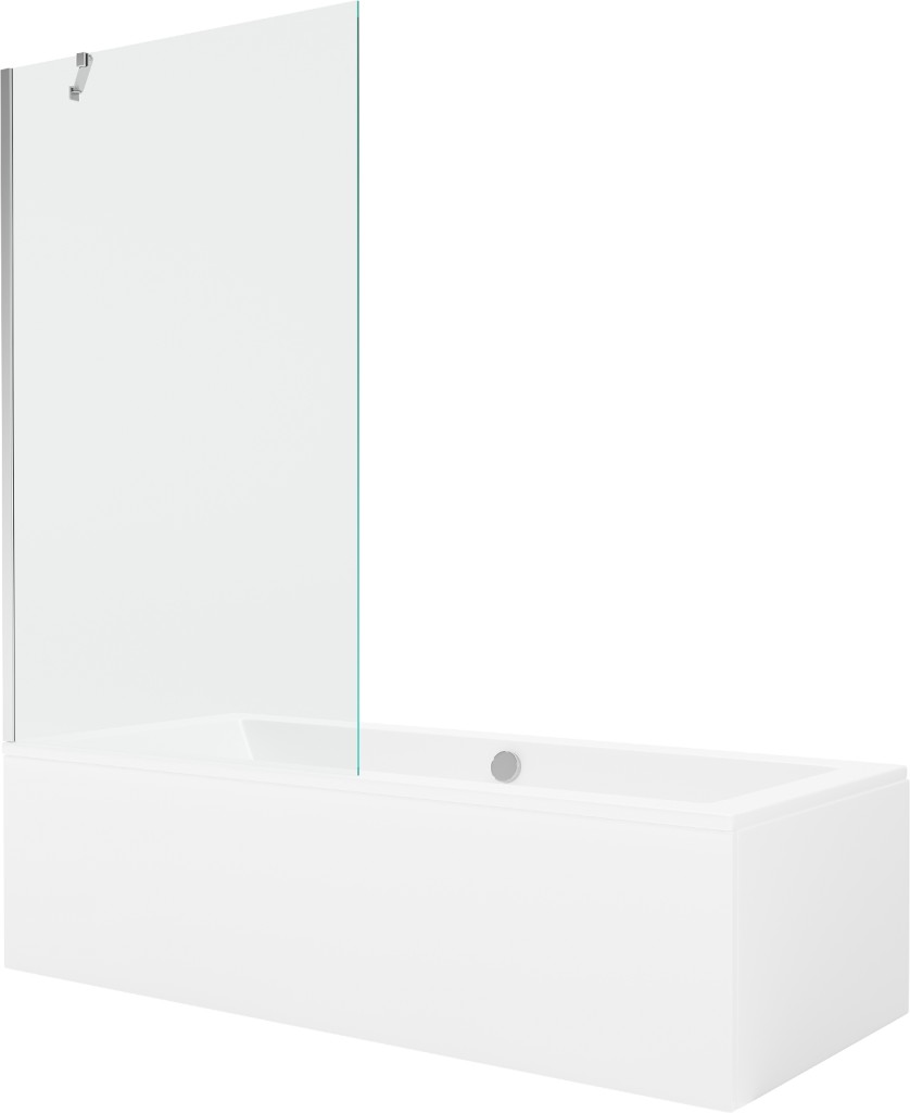 MEXEN/S Cube obdélníková vana 180 x 80 cm s panelem + vanová zástěna 100, transparent, chrom 550518080X9510000001