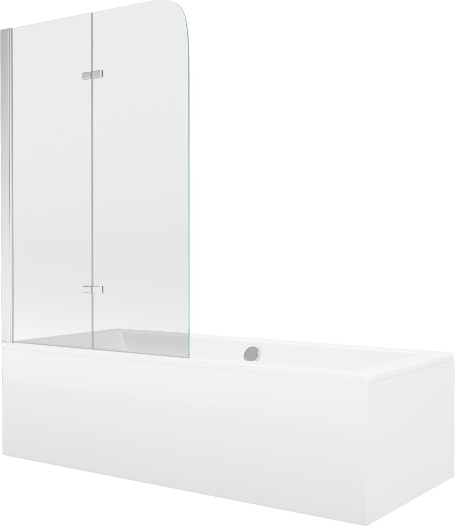 MEXEN/S Cube obdélníková vana 180 x 80 cm s panelem  + vanová zástěna 80, transparent, chrom 550518080X9008020100