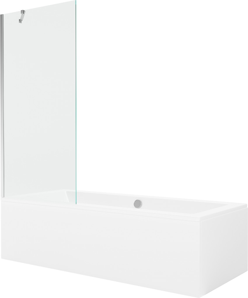 MEXEN/S Cube obdélníková vana 180 x 80 cm s panelem + vanová zástěna 80, transparent, chrom 550518080X9508000001
