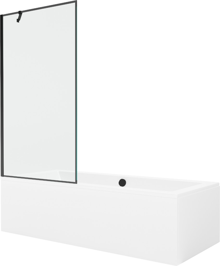 MEXEN/S Cube obdélníková vana 180 x 80 cm s panelem + vanová zástěna 90, černá vzor 550518080X9509007070