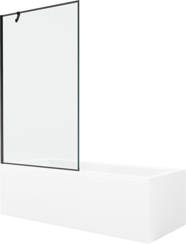 MEXEN/S Cubik obdélníková vana 150 x 70 cm s panelem + vanová zástěna 100, černá vzor 550315070X9510007070