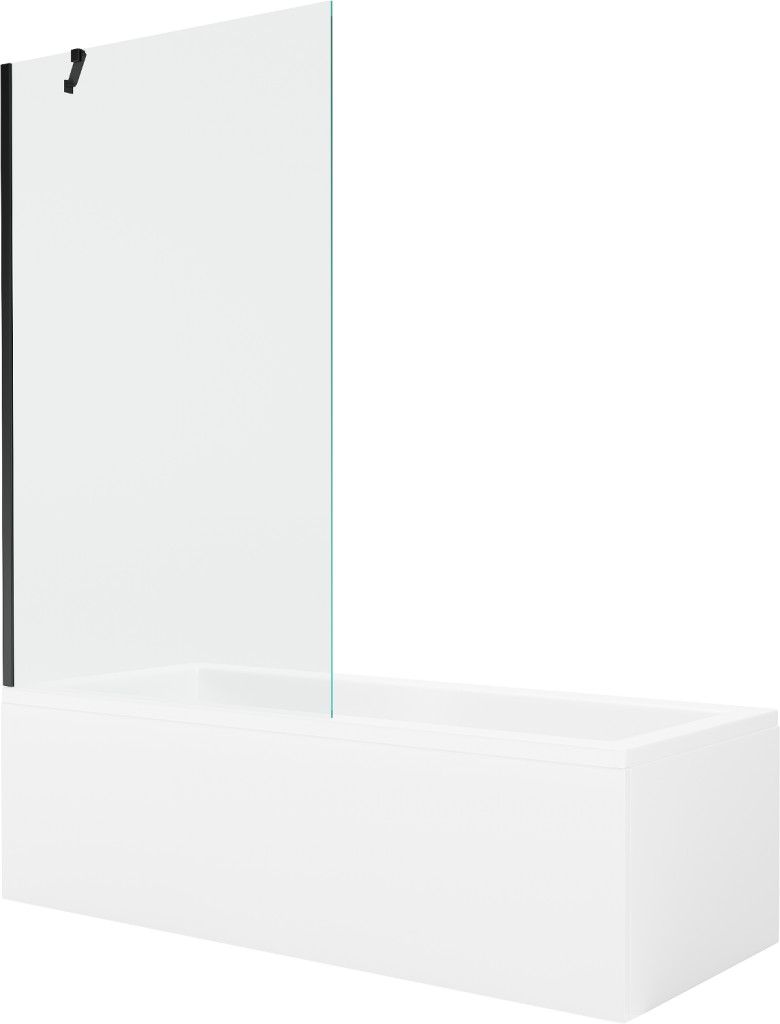 MEXEN/S Cubik obdélníková vana 150 x 70 cm s panelem + vanová zástěna 100, transparent, černá 550315070X9510000070