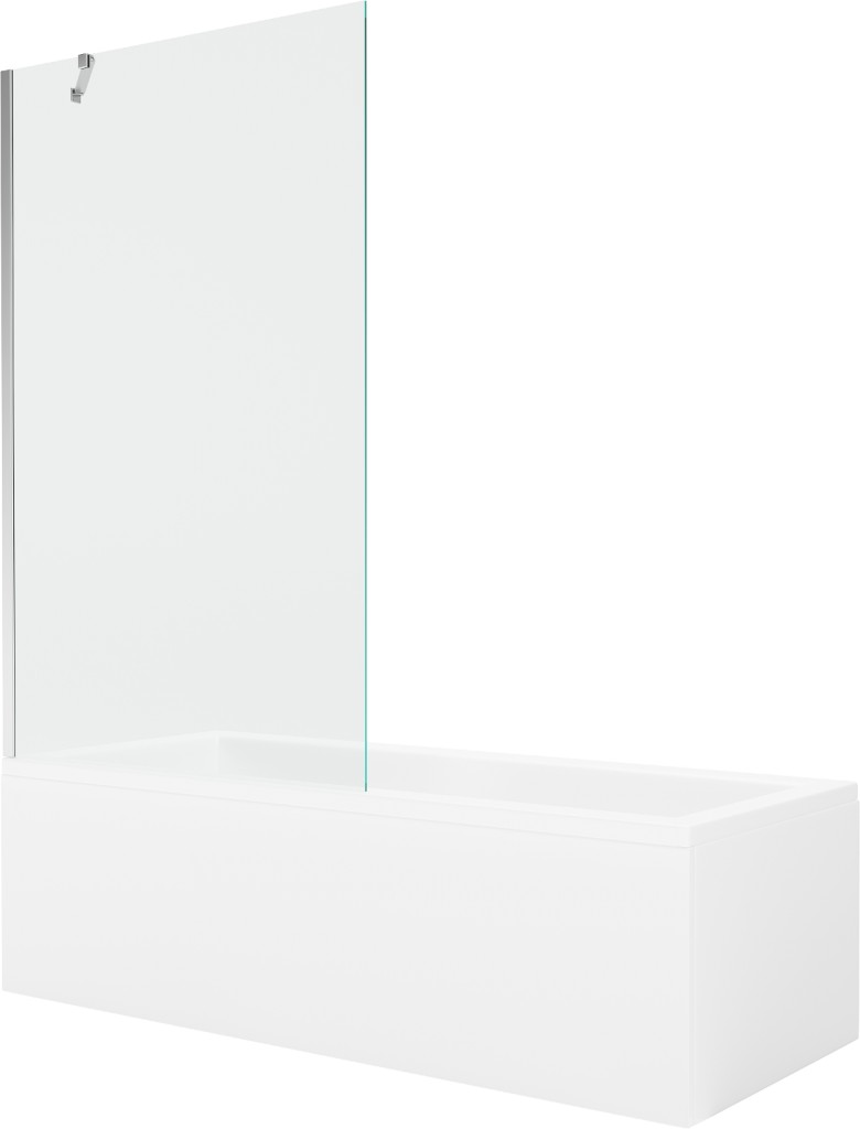 MEXEN/S Cubik obdélníková vana 150 x 70 cm s panelem + vanová zástěna 100, transparent, chrom 550315070X9510000001