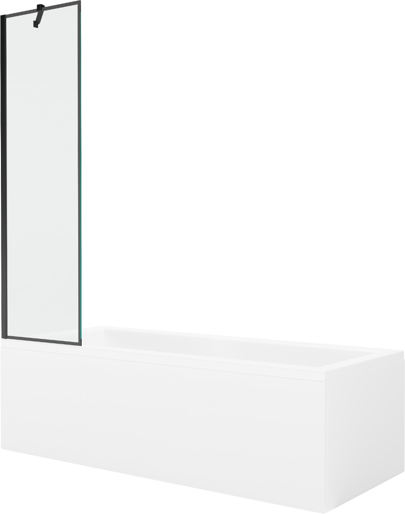 MEXEN/S Cubik obdélníková vana 150 x 70 cm s panelem + vanová zástěna 50, černá vzor 550315070X9505007070