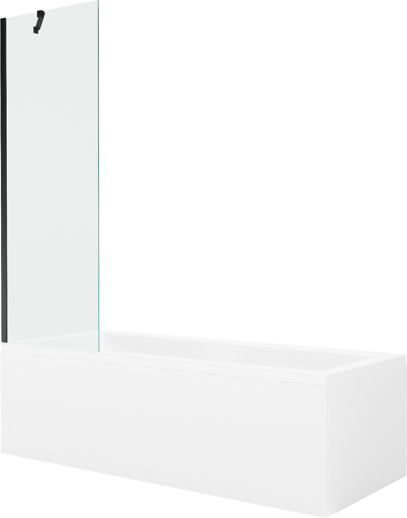 MEXEN/S Cubik obdélníková vana 150 x 70 cm s panelem + vanová zástěna 60, transparent, černá 550315070X9506000070