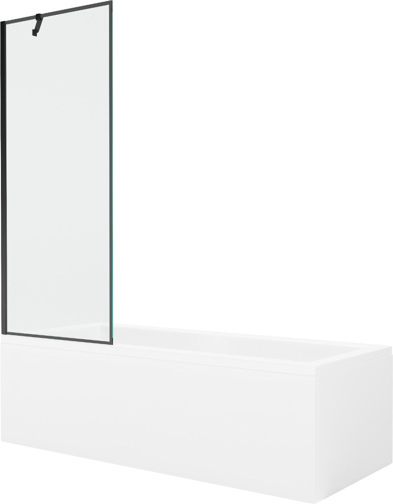 MEXEN/S Cubik obdélníková vana 150 x 70 cm s panelem + vanová zástěna 70, černá vzor 550315070X9507007070