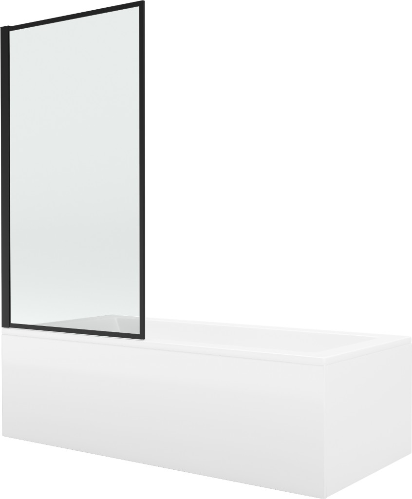 MEXEN/S Cubik obdélníková vana 150 x 70 cm s panelem  + vanová zástěna 70,  černá  vzor fix 550315070X9307007070