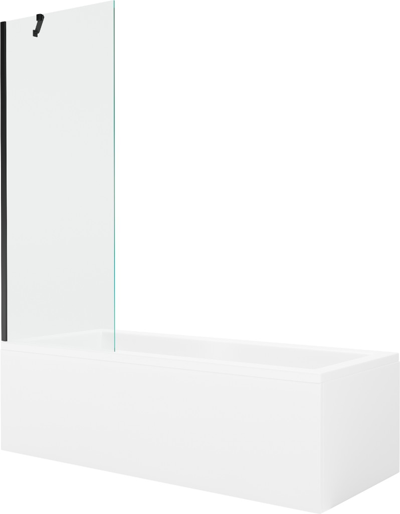 MEXEN/S Cubik obdélníková vana 150 x 70 cm s panelem + vanová zástěna 70, transparent, černá 550315070X9507000070