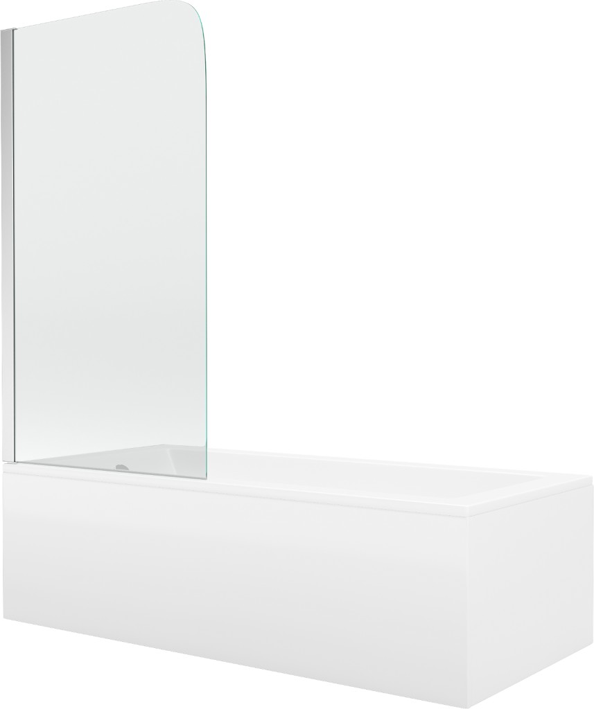 MEXEN/S Cubik obdélníková vana 150 x 70 cm s panelem  + vanová zástěna 75, transparent, chrom 550315070X9007510100