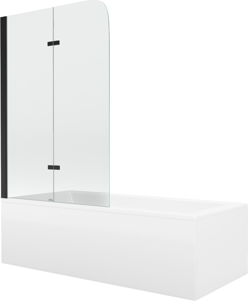 MEXEN/S Cubik obdélníková vana 150 x 70 cm s panelem  + vanová zástěna 80, transparent,  černá 550315070X9008027000