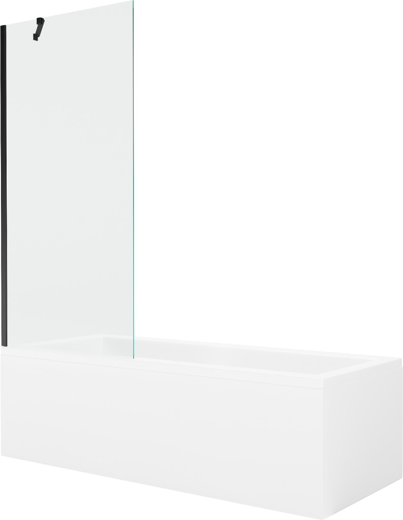 MEXEN/S Cubik obdélníková vana 150 x 70 cm s panelem + vanová zástěna 80, transparent, černá 550315070X9508000070