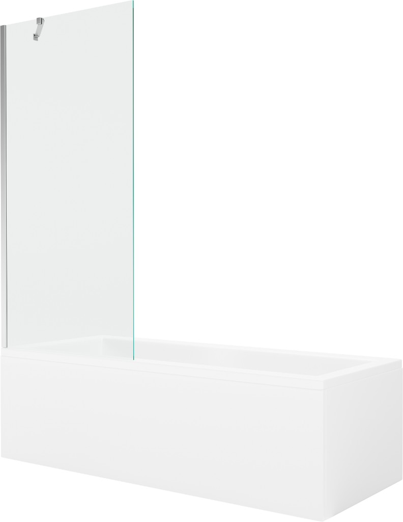 MEXEN/S Cubik obdélníková vana 150 x 70 cm s panelem + vanová zástěna 80, transparent, chrom 550315070X9508000001