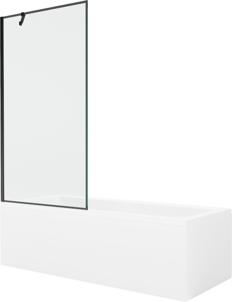 MEXEN/S Cubik obdélníková vana 150 x 70 cm s panelem+ vanová zástěna 90, černá vzor 550315070X9509007070