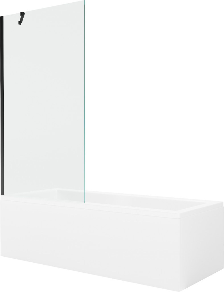MEXEN/S Cubik obdélníková vana 150 x 70 cm s panelem + vanová zástěna 90, transparent, černá 550315070X9509000070