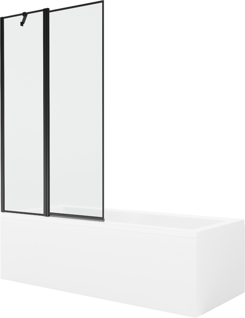 MEXEN/S Cubik obdélníková vana 160 x 70 cm s panelem + vanová zástěna 100, černá vzor 550316070X9410117070