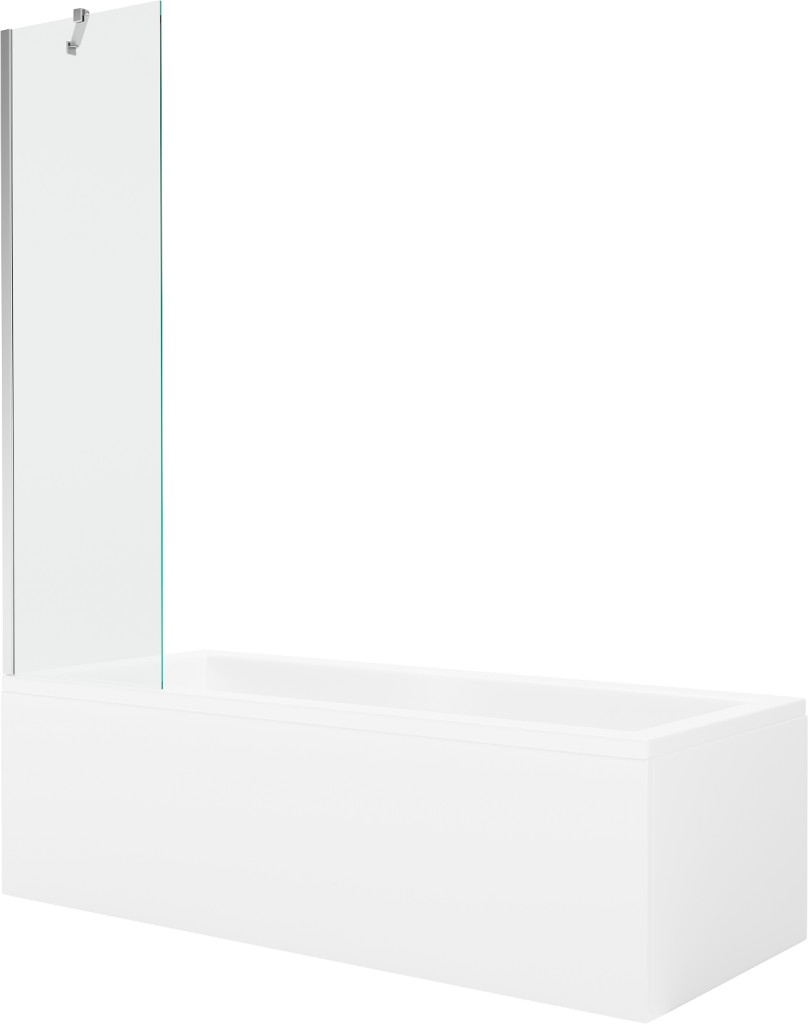 MEXEN/S Cubik obdélníková vana 160 x 70 cm s panelem + vanová zástěna 50, transparent, chrom 550316070X9505000001