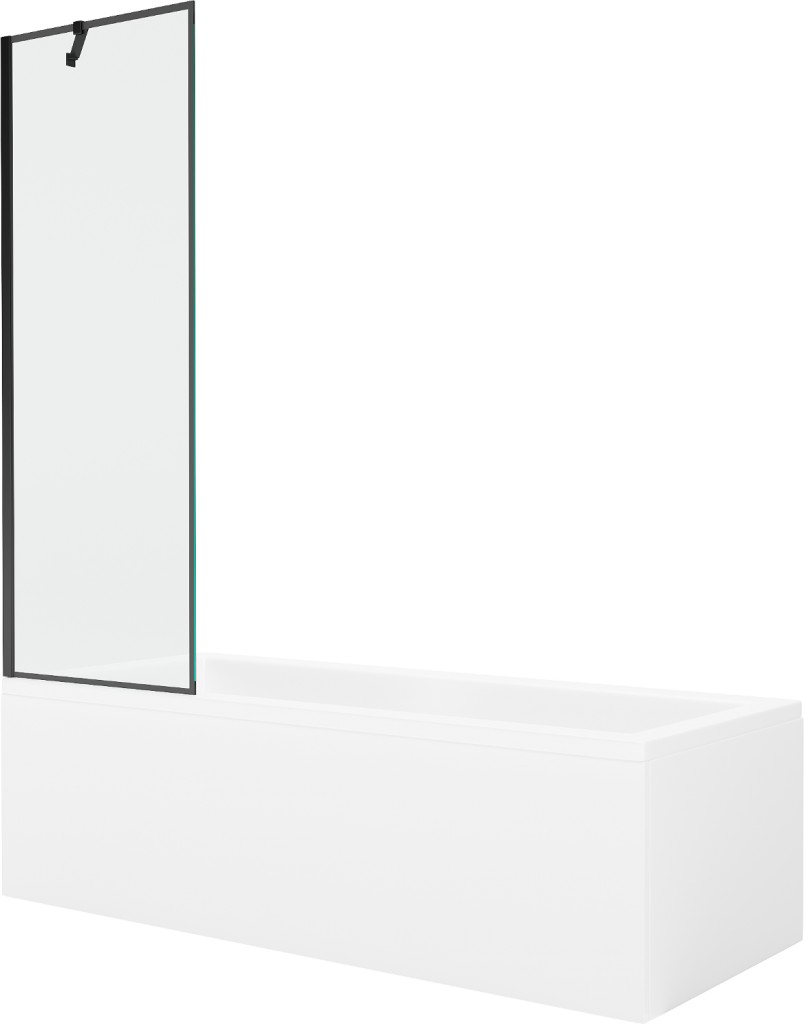 MEXEN/S Cubik obdélníková vana 160 x 70 cm s panelem + vanová zástěna 60, černá vzor 550316070X9506007070