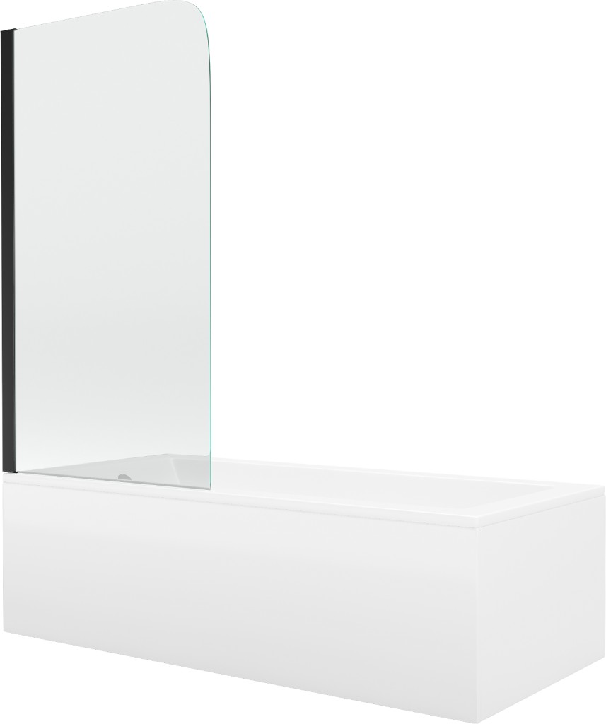 MEXEN/S Cubik obdélníková vana 160 x 70 cm s panelem  + vanová zástěna 70, transparent,  černá 550316070X9007017000