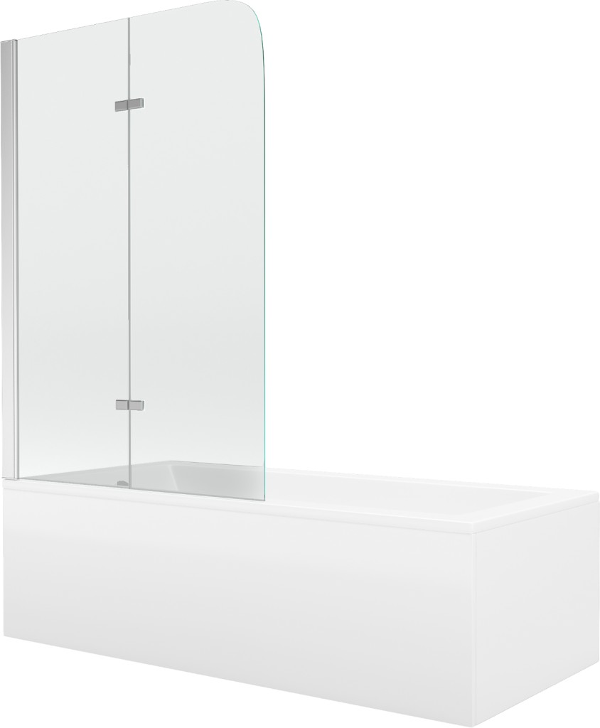 MEXEN/S Cubik obdélníková vana 170 x 70 cm s panelem  + vanová zástěna 100, transparent, chrom 550317070X9010020100