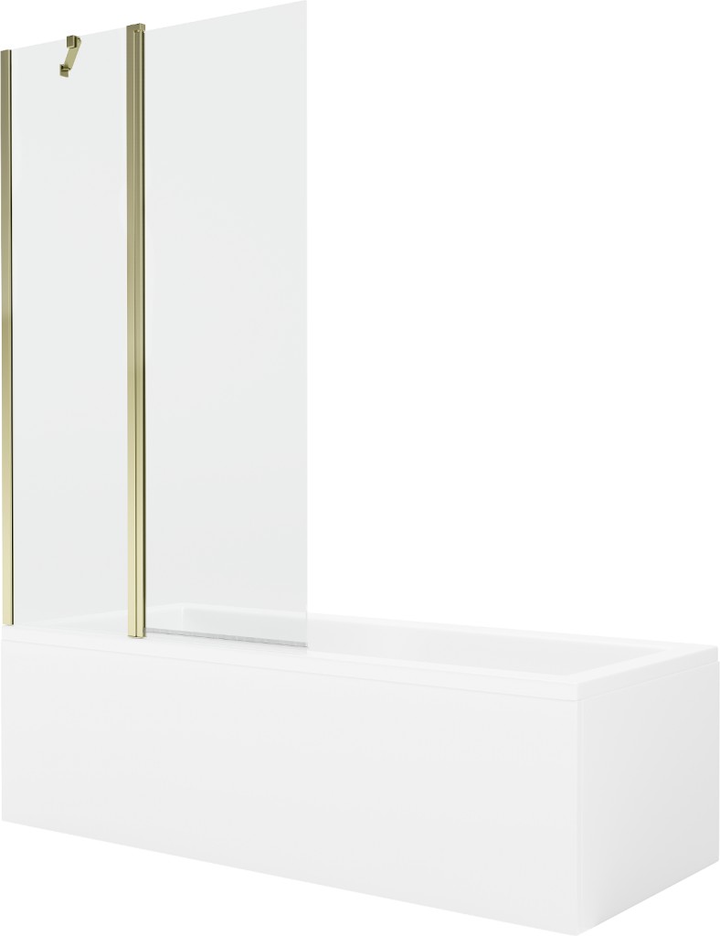MEXEN/S Cubik obdélníková vana 170 x 70 cm s panelem + vanová zástěna 100, transparent, zlatá 550317070X9410115000