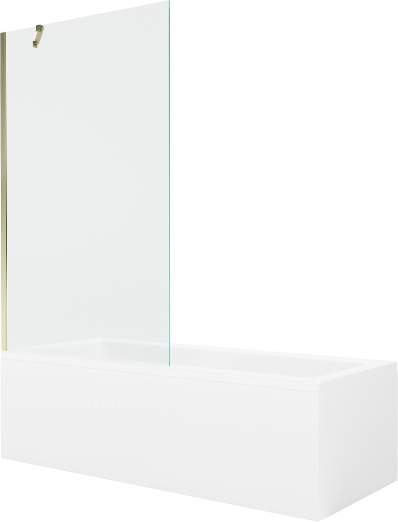 MEXEN/S Cubik obdélníková vana 170 x 70 cm s panelem + vanová zástěna 100, transparent, zlatá 550317070X9510000050
