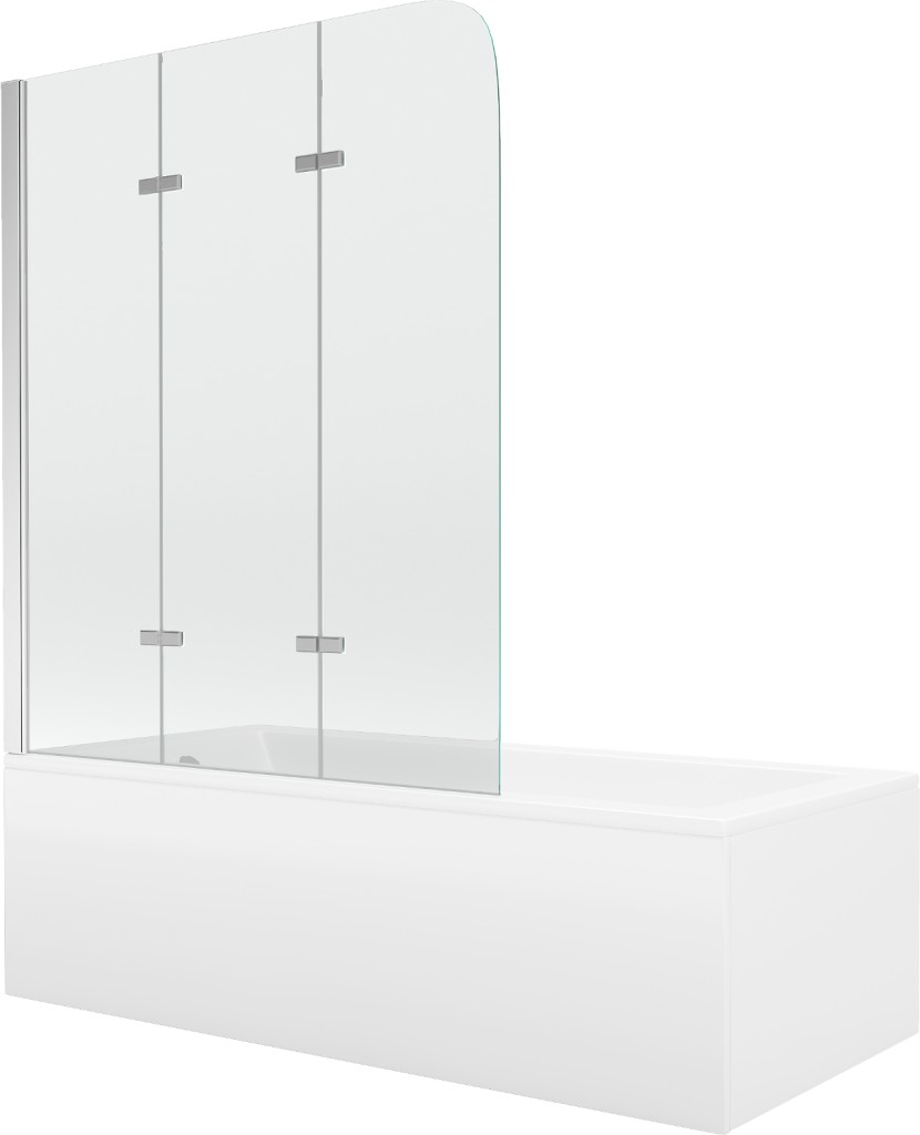 MEXEN/S Cubik obdélníková vana 170 x 70 cm s panelem  + vanová zástěna 120, transparent, chrom 550317070X9012030100
