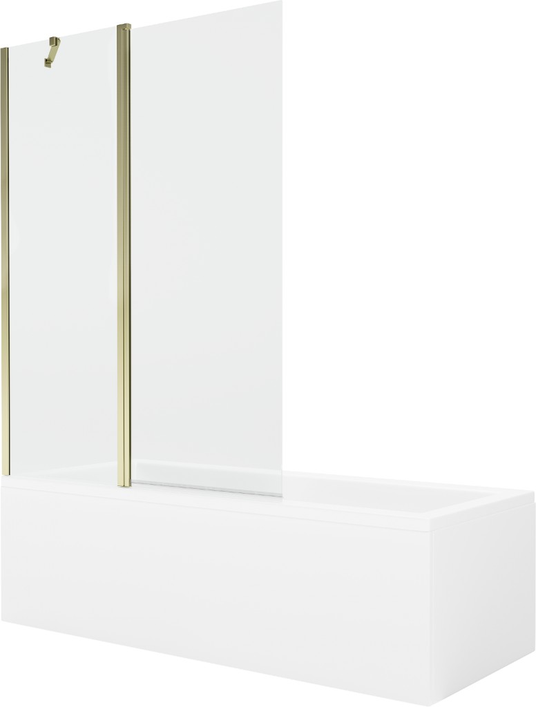 MEXEN/S Cubik obdélníková vana 170 x 70 cm s panelem + vanová zástěna 120, transparent, zlatá 550317070X9412115000